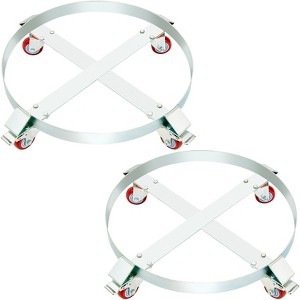 VEVOR 2PCS 55 Gallon Heavy Duty Drum Dolly, 1000 lbs Load Capacity, Barrel Dolly Cart Drum Caddy, Non Tipping Hand Truck Capacity Dollies, Silver - 1 of 4