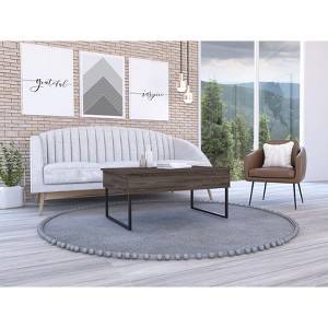 NicBex Coffee Tables for Living Room Lift Top Rectangle Modern Coffee Table with Spacious Top Surface and 2 Metal Legs, Dark Walnut - 1 of 4