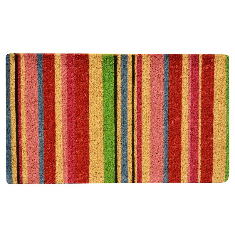 1&#39;6&#34;x2&#39;6&#34; Stripes Coir Mat Doormat - HomeTrax, 1 of 4