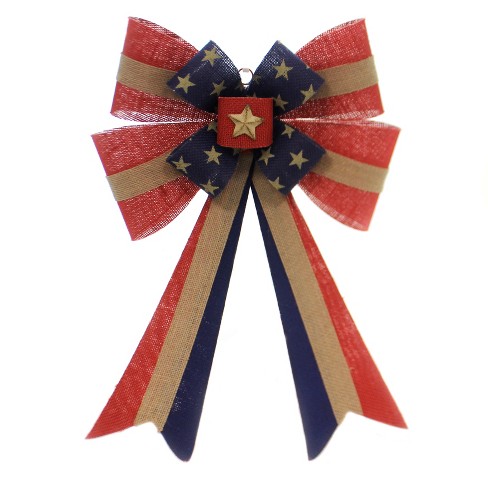 Patriotic 21 0 Patriotic Burlap Bow Usa Stars Stripes Decorative Door Danglers Target