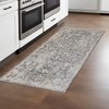 8' Dark Gray Ivory And Brown Medallion Runner Rug - 2 of 4