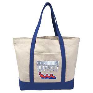 Kingsborough Community College Primary Logo Canvas Tote Bag With External Pocket, Reusable Shoulder Bag for Shopping, School, Beach - 1 of 4