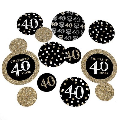 Big Dot of Happiness Adult 40th Birthday - Gold - Birthday Party Giant Circle Confetti - Party Decorations - Large Confetti 27 Count