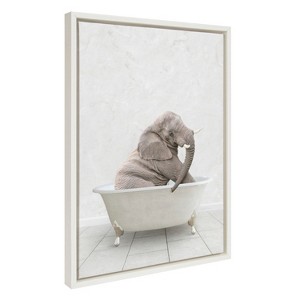 18" x 24" Sylvie Elephant Sitting Stone Slab Bath Canvas by Amy Peterson White - Kate & Laurel All Things Decor - 1 of 4