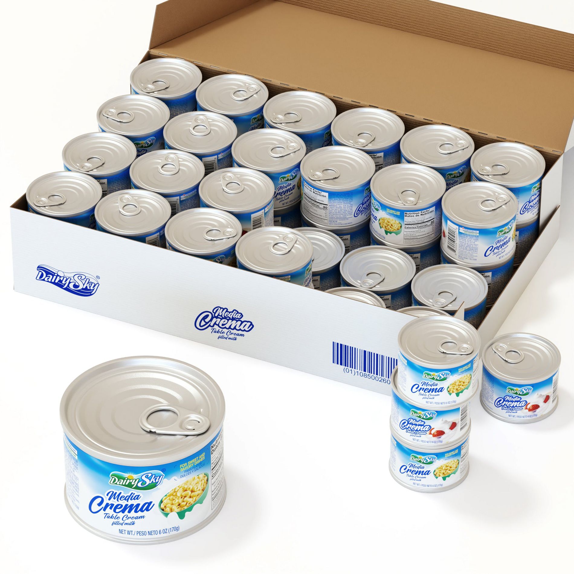 DairySky Media Crema Table Cream – 6 oz Can | 48 Pack Case | Made with Filled Milk