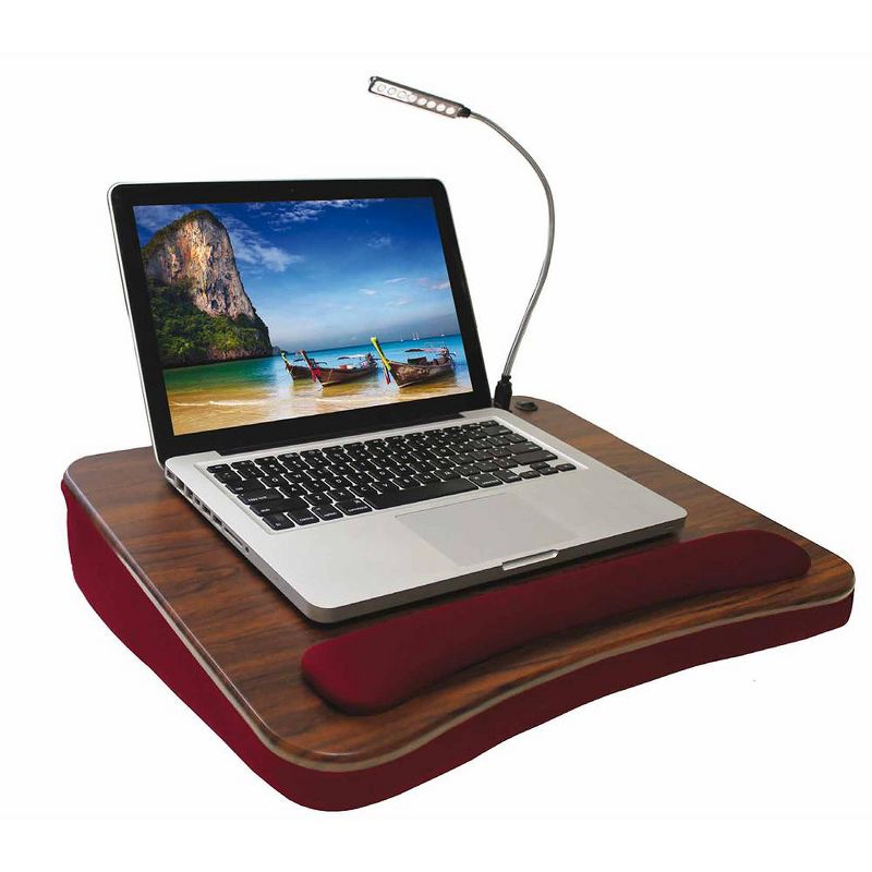 Sofia + Sam Memory Foam Lap Desk with USB Light - Burgundy, 1 of 10