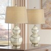 Regency Hill Lili Country Cottage Table Lamps 25" High Set of 2 Fluted Mercury Glass Double Gourd Beige Drum Shade for Bedroom Living Room Bedside - 2 of 4