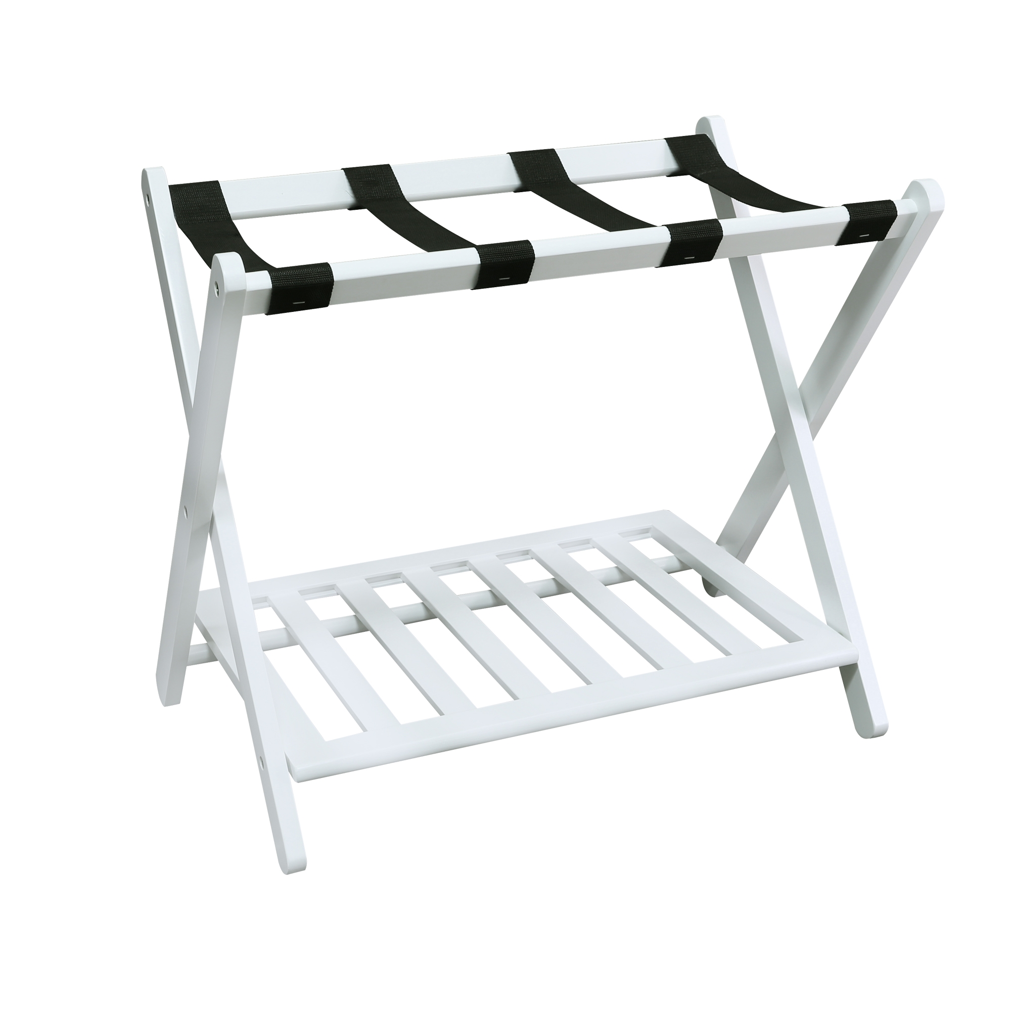 Luggage Rack with Shelf White - Flora Home: Hotel-Style, Folding