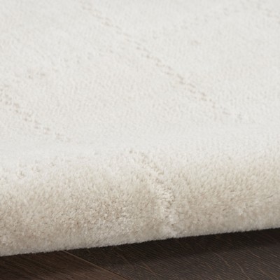 Ivory Cream Geometric Synthetic Rectangular Area Rug 8' x 10'