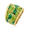 Ross-Simons Italian Green Enamel Leaf Dome Ring in 18kt Gold Over Sterling - 3 of 4