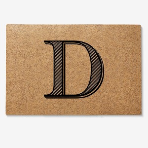 Personalization Mall Noir Initial 18x27 Synthetic Coir Doormat - 1 of 1