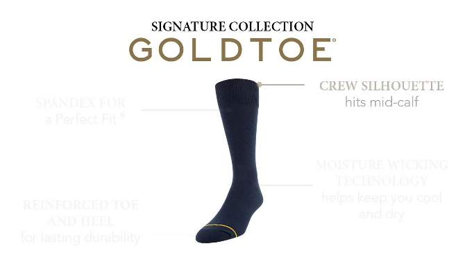 Signature Gold by GOLDTOE Men&#39;s Flatknit Crew Socks 5pk - Navy 6-12.5, 2 of 5, play video