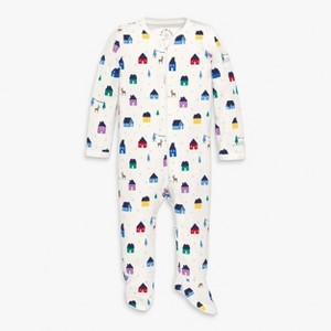 Primary Baby Organic Zip Footie In Holiday Prints - 1 of 1