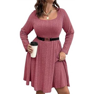 Womens Plus Size A Line Wrap Sweater Dress Sweater Dress - 1 of 4