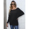 Womens Tops Off Shoulder Batwing Long Sleeve Knit Sweater Top - 3 of 3