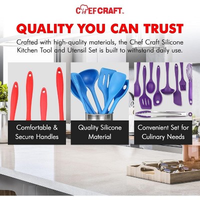 CHEF CRAFT 9 Piece Premium Silicone Kitchen Tool and Utensil Set Pink — фото 4