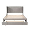 Queen Size Upholstered Platform Bed Velvet Storage Bed with Wingback Headboard and a Big Drawer-ModernLuxe - 4 of 4