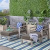 Christopher Knight Home Cape Coral Outdoor Aluminum 4 Piece Club Chair and Ottoman Set with Cushions, Khaki/Silver - 2 of 4
