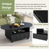Lirago Cream Style Coffee Table with Wheels Cloud Top Design Large Storage Drawer and Brake System for Living Room Black - 4 of 4