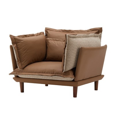 Modern Oversized Upholstered Chenille Accent Armchair,Curved Embraced Shape Single Sofa,Comfy Lounge Chair for Living Room Bedroom-Coolbibila