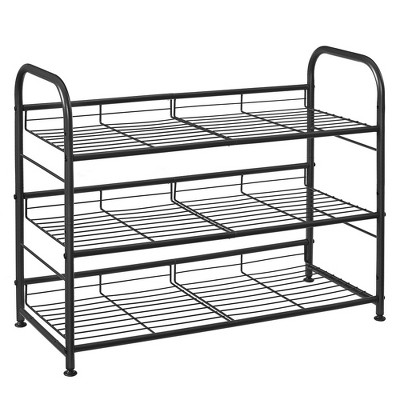 Songmics 3-tier Shoe Rack Storage Organizer Stackable Shoe Rack Black ...