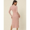 Seta T Women's Fall Winter Long Sleeve V Neck Ribbed Knit Side Slit Twist Front Midi Sweater Dress - 4 of 4