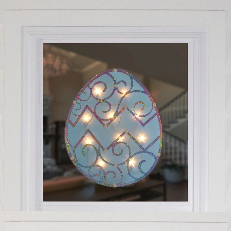 Northlight Lighted Easter Egg Window Silhouette - 12" - Blue, 3 of 5