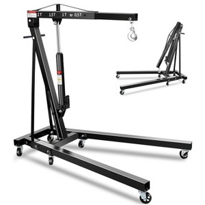 2-Ton Foldable Hydraulic Engine Hoist, 6-Wheel Swivel Shop Crane, Adjustable Boom 0.5-2 Ton, Heavy-Duty Cherry Picker for Garage,Workshop,Farm,168 Lb - 1 of 4