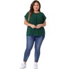 Agnes Orinda Women's Plus Size Swiss Dots Short Sleeve Lace Crochet Chiffon Pleated Casual Blouses - 3 of 4