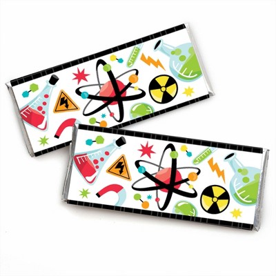 Big Dot of Happiness Scientist Lab - Candy Bar Wrapper Mad Science Baby Shower or Birthday Party Favors - Set of 24