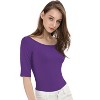 INSPIRE CHIC Women's Half Sleeves Scoop Neck Fitted Layering Soft T-Shirt - 2 of 4