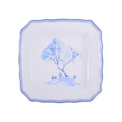 Scenic Toile Blue and White Porcelain 12-Piece Dinnerware Set