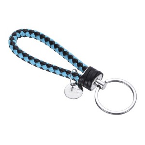 Unique Bargains Braided PU Leather Wallet Keychain with Stainless Steel Key Ring - 1 of 3