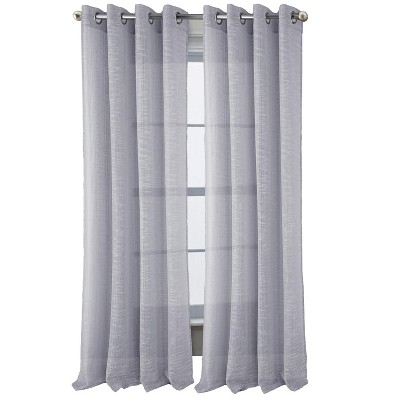 RT Designers Collection Dexter Linen Texture Grommet Sheer Curtain Panel Pair 36" x 84" Silver