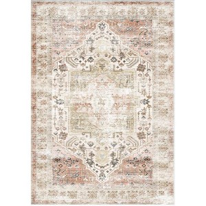 Area Rug Washable Rug Vintage Rug Kitchen Indoor Distressed Non Slip Carpet Floral Print Mat - 1 of 1