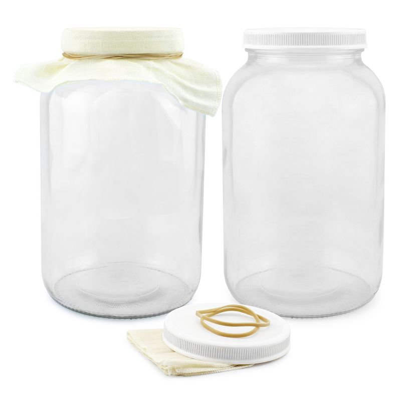 Cornucopia Brands 1 Gallon Glass Kombucha Jar, 2pk, w/ Cotton Cloth Cover Lid Accessories, 1 of 9