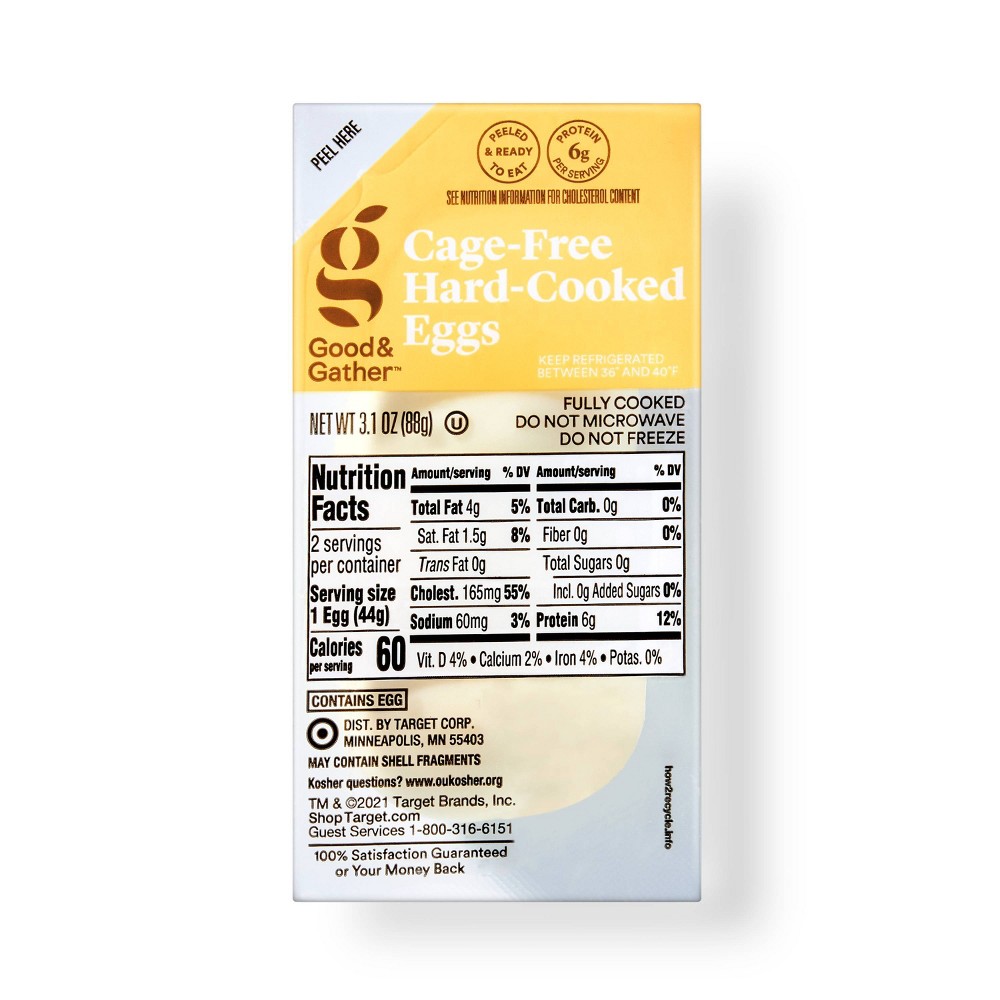 Cage-Free Hard Cooked Eggs - 2ct - Good & Gather™