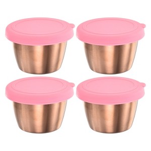 Unique Bargains Silicone Stainless Steel Portable Lightweight Food Storage Container 2.4 oz Pink - 1 of 4