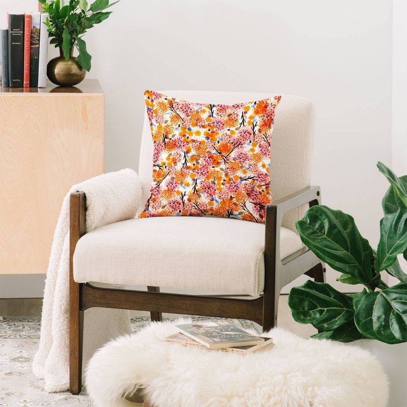 Orange Sorbet Floral Throw Pillow - Deny Designs, 3 of 6