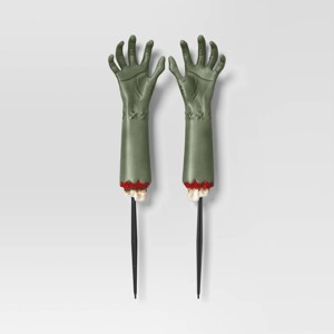 23" Zombie Hand Yard Stakes Halloween Decorative Prop Green - Hyde and EEK! Boutique™ - 1 of 4