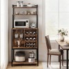 Whizmax Wine Bar Rack Cabinet, Freestanding Wine Cabinet with Glass Rack Wine Bottle Holders, Industrial Bakers Rack for Kitchen Living Dining Room - 3 of 4