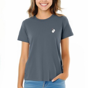 DALIX Heartly Ghost Embroidered Soft Cotton Short Sleeve T Shirt Womens - 1 of 4