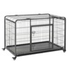 VisioGear 49" Dog Crate, Folding Design Metal Dog Cage Crate & Kennel with Removable Tray, Cover and 4 Locking Wheels, Gray, 49.25"*30"*32" - 2 of 4