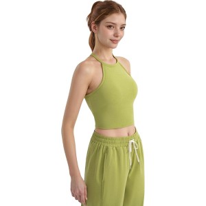 Anna-Kaci Active Women's High Neck Cropped Tank Top with Racer Style Straps and Seamless Fit for Active and Casual Wear - 1 of 4