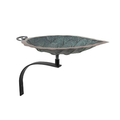 11.5" Aspen Leaf Birdbath with Wall Mount Bracket Antique Brass Plated - Achla Designs