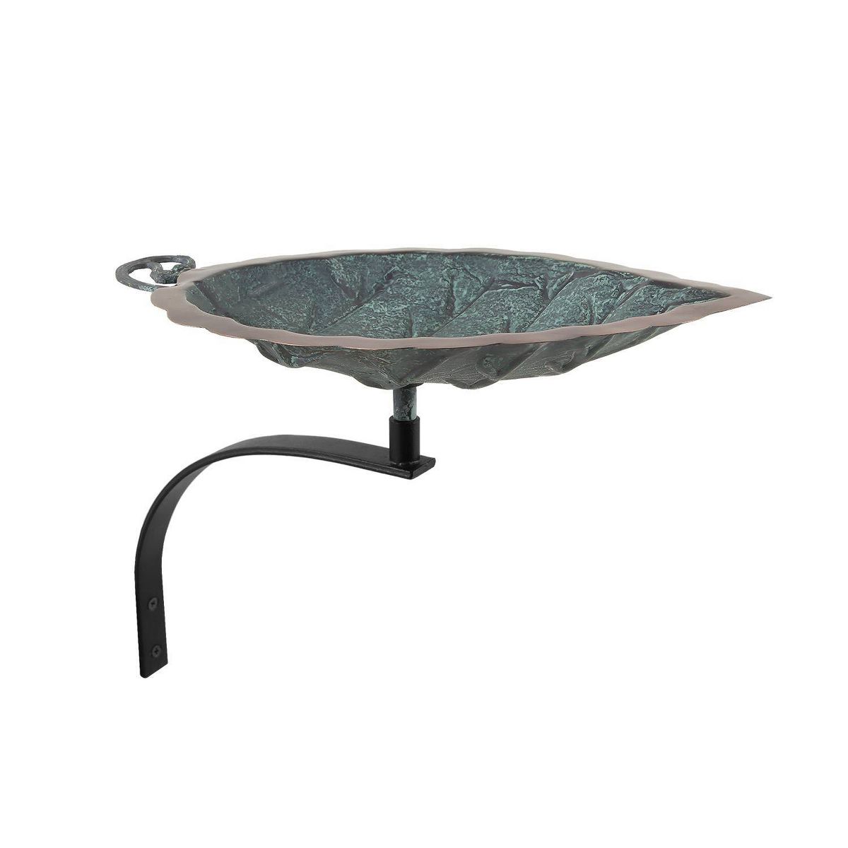 11.5" Aspen Leaf Birdbath with Wall Mount Bracket Antique Brass Plated - Achla Designs: Weather-Resistant, No Assembly Required