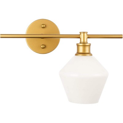 Elegant Lighting Gene 1 light Brass and Frosted white glass right Wall sconce