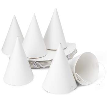 Bright Creations 50 Pack White Party Hats for Birthday Supplies, Blank Cone Hat for Painting, Crafts, 6 In