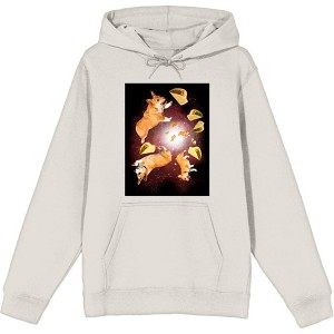 Corgis & Tacos In Space Long Sleeve Adult Hooded Sweatshirt - 1 of 2