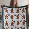 Soft Flannel Vintage Christmas Gingerbread Man Throw Blanket - Multipurpose Warm All-Season Cozy Throw with Holiday Floral Print. - 3 of 4